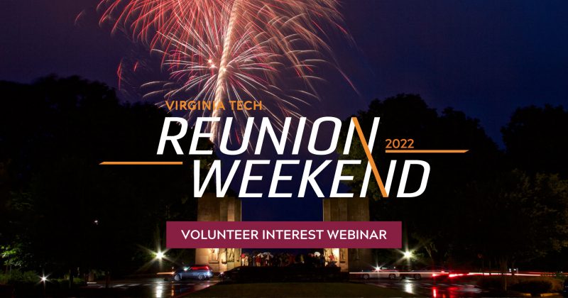 Reunion Weekend logo with fireworks in background