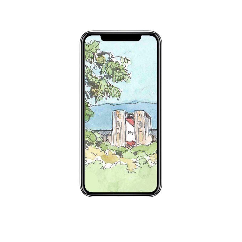 An iphone with a doodle of Burruss