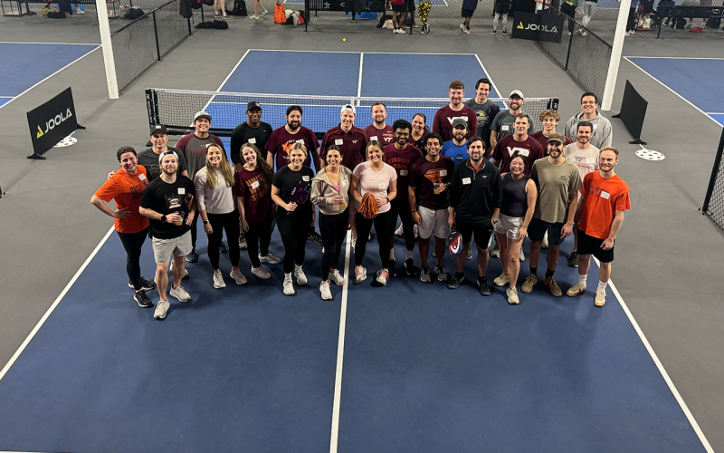Hokies on a pickleball court