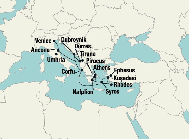Adriatic & Agean Allure Tour Map