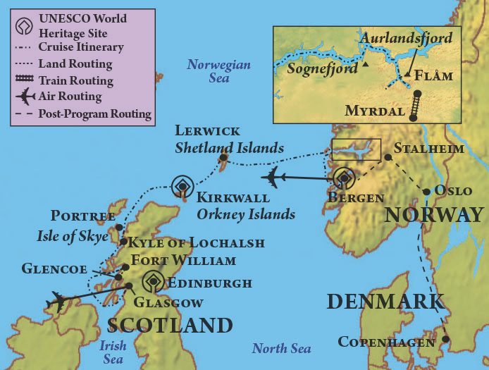Scottish Isles and Norwegian Fjords Map
