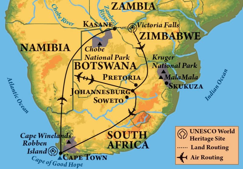 The Pride of South Africa map