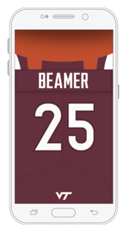 An iPhone with a background of Frank Beamer's jersey