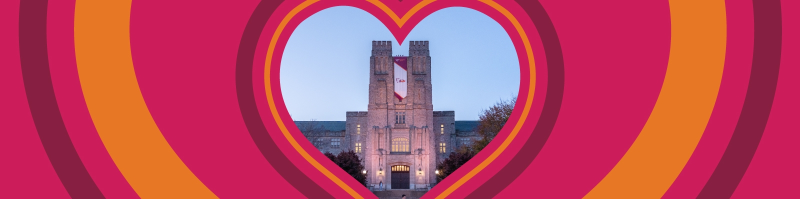 Burruss Hall inside of a heart