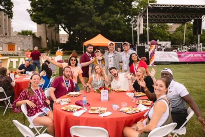 Hokies gather on the drillfield for food, music, and fun