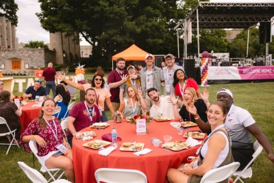 Hokies gather on the drillfield for food, music, and fun