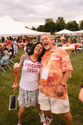 Hokies gather on the drillfield for food, music, and fun