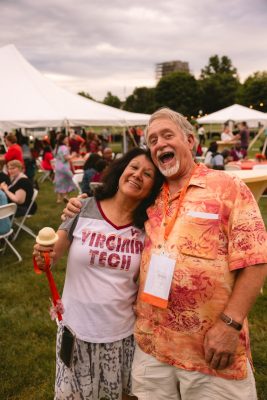 Hokies gather on the drillfield for food, music, and fun