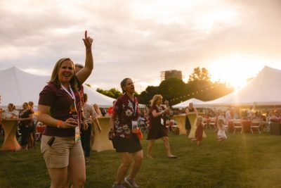 Hokies gather on the drillfield for food, music, and fun