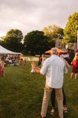 Hokies gather on the drillfield for food, music, and fun