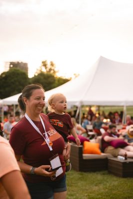 Hokies gather on the drillfield for food, music, and fun