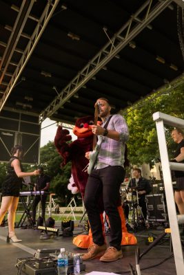 Hokies gather on the drillfield for food, music, and fun