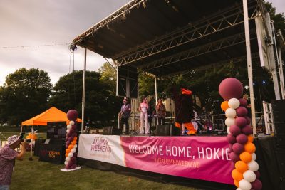 Hokies gather on the drillfield for food, music, and fun