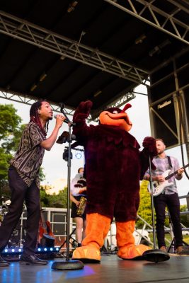 Hokies gather on the drillfield for food, music, and fun