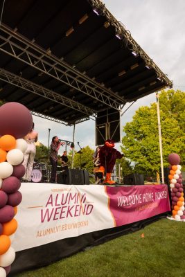 Hokies gather on the drillfield for food, music, and fun