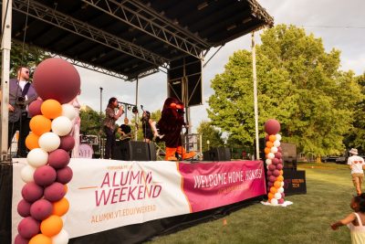 Hokies gather on the drillfield for food, music, and fun