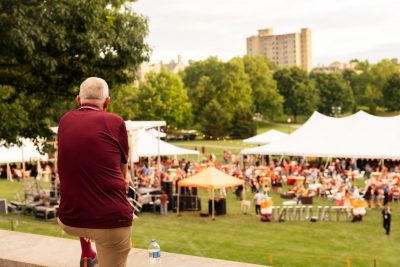 Hokies gather on the drillfield for food, music, and fun