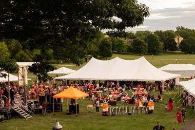 Hokies gather on the drillfield for food, music, and fun