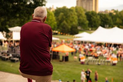 Hokies gather on the drillfield for food, music, and fun