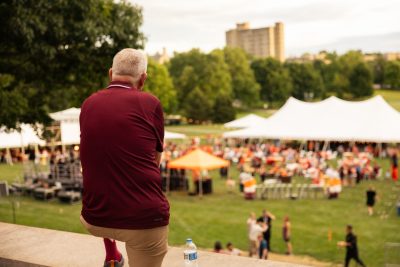 Hokies gather on the drillfield for food, music, and fun