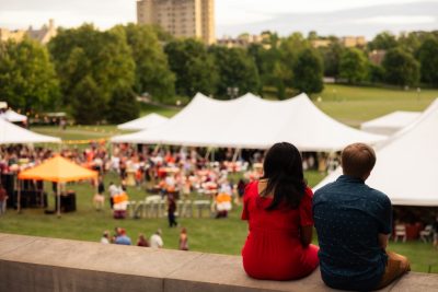 Hokies gather on the drillfield for food, music, and fun