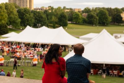 Hokies gather on the drillfield for food, music, and fun