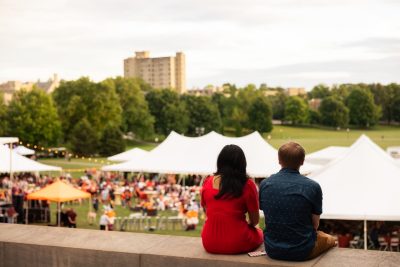 Hokies gather on the drillfield for food, music, and fun