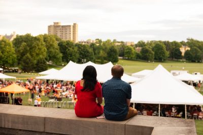 Hokies gather on the drillfield for food, music, and fun