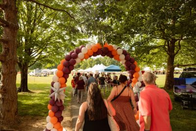 Hokies gather on the drillfield for food, music, and fun