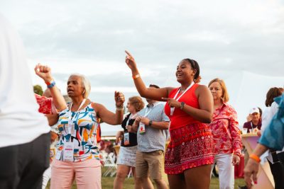 Hokies gather on the drillfield for food, music, and fun