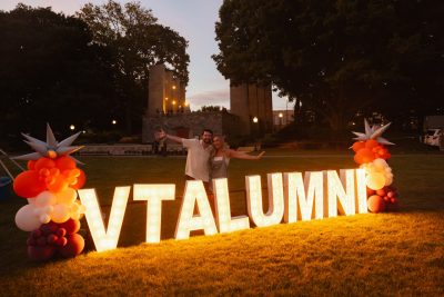 Hokies gather on the drillfield for food, music, and fun