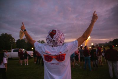 Hokies gather on the drillfield for food, music, and fun