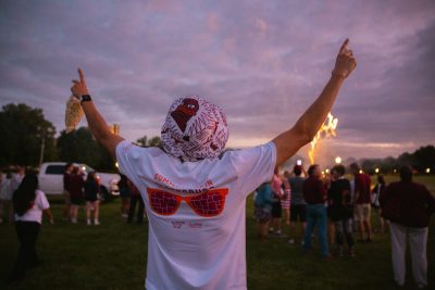 Hokies gather on the drillfield for food, music, and fun