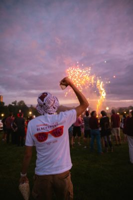 Hokies gather on the drillfield for food, music, and fun