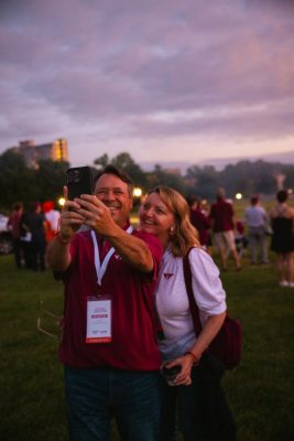 Hokies gather on the drillfield for food, music, and fun