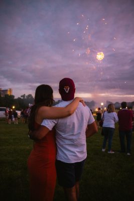 Hokies gather on the drillfield for food, music, and fun