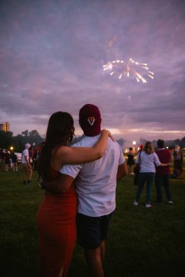 Hokies gather on the drillfield for food, music, and fun