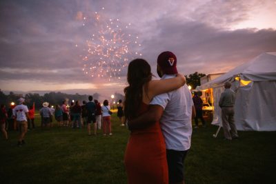 Hokies gather on the drillfield for food, music, and fun