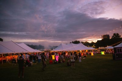 Hokies gather on the drillfield for food, music, and fun