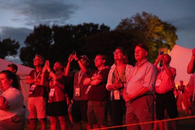 Hokies gather on the drillfield for food, music, and fun