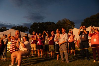 Hokies gather on the drillfield for food, music, and fun