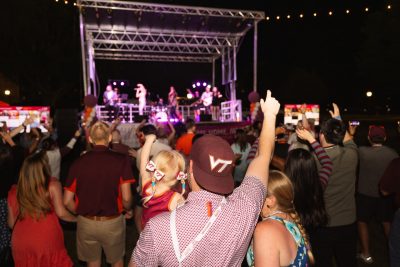 Hokies gather on the drillfield for food, music, and fun