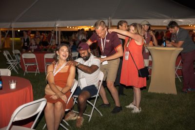 Hokies gather on the drillfield for food, music, and fun