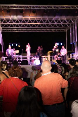 Hokies gather on the drillfield for food, music, and fun