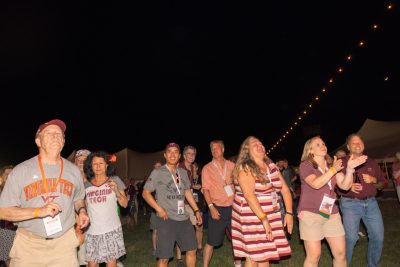 Hokies gather on the drillfield for food, music, and fun