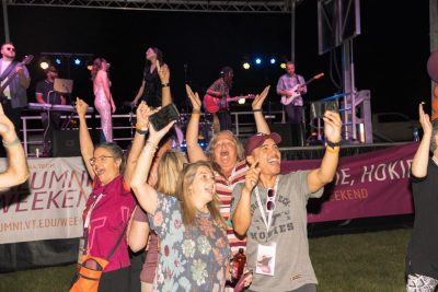 Hokies gather on the drillfield for food, music, and fun