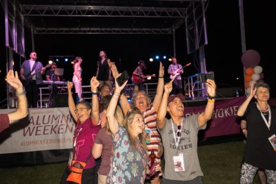 Hokies gather on the drillfield for food, music, and fun