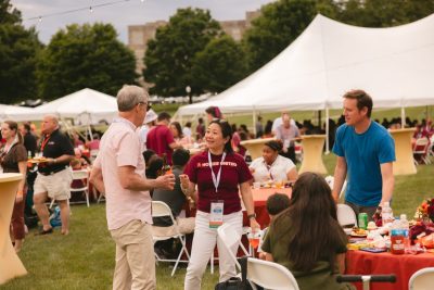 Hokies gather on the drillfield for food, music, and fun