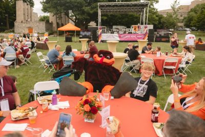 Hokies gather on the drillfield for food, music, and fun