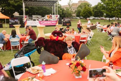 Hokies gather on the drillfield for food, music, and fun